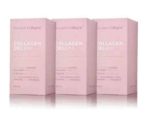 Swedish Collagen Deluxe 3 - dobozos csomag - Prémium folyékony halkollagén 3 x 500 ml