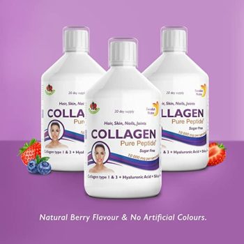   Swedish Nutra Collagen Pure Peptide 10 000 - Folyékony kollagén szarvasmarhából 10.000 mg - 3 db-os csomag, 3x500 ml, cukormentes