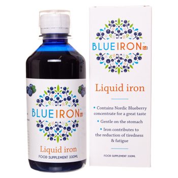   BLUEIRON folyékony vaskészítmény északi áfonyával + C-vitamin, B12-vitamin, folsav, biotin és cink 330 ml
